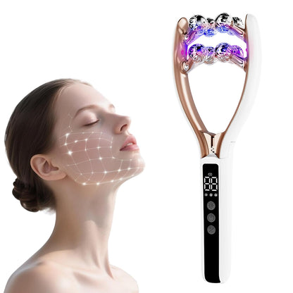 Velantis Gesichtsmassagegerät - Produktansicht mit LED-Gesichtsdiagramm