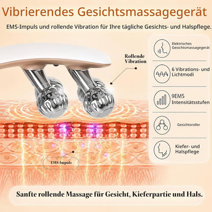 Velantis Gesichtsmassagegerät - Rollenköpfe Nahaufnahme mit EMS-Impuls
